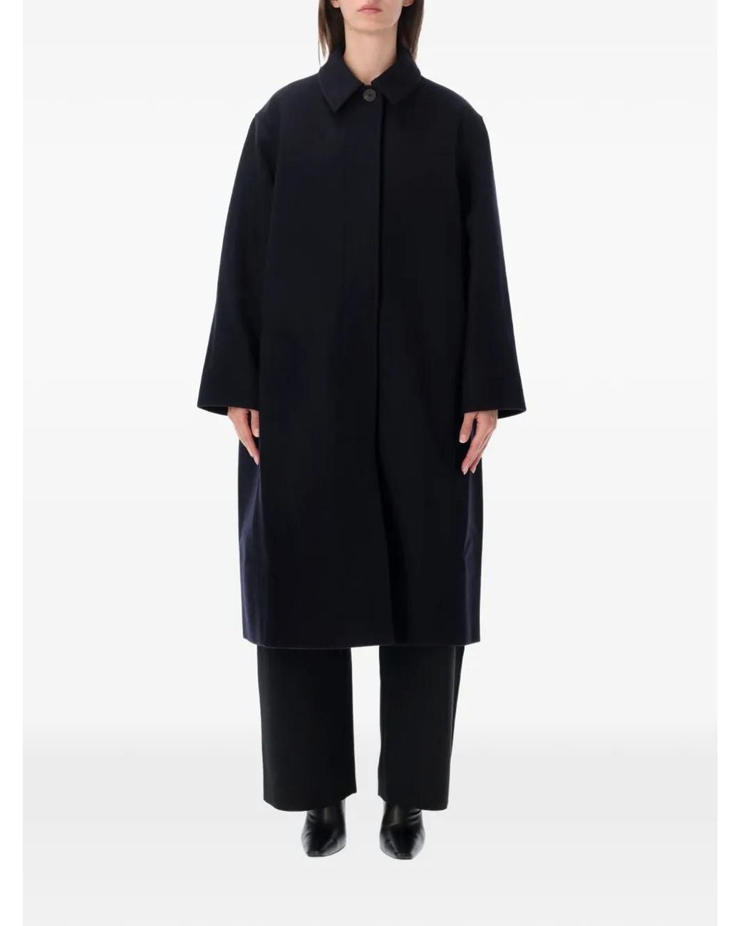Studio Nicholson Black Ria Concealed-Front Coat