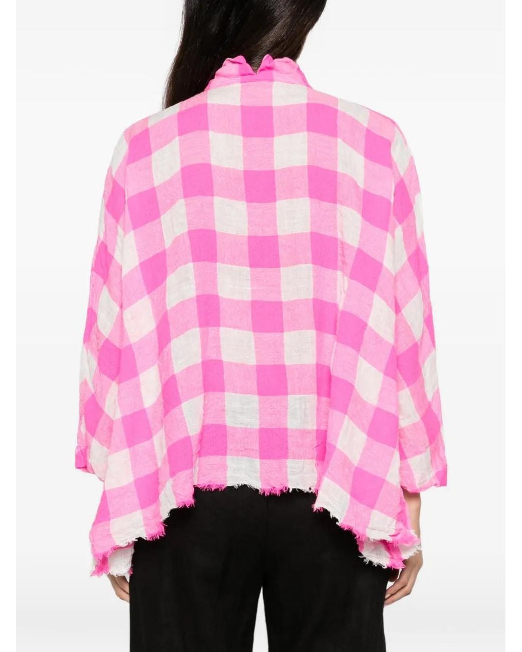 Daniela Gregis Gerafelde Geruite Blouse in het Pink
