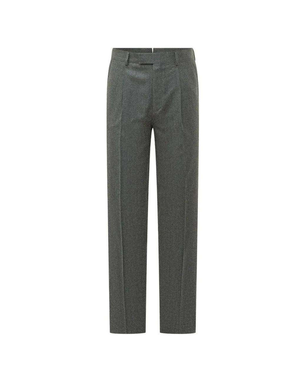 Zegna Gray Pleated Wool Flannel Trousers for men