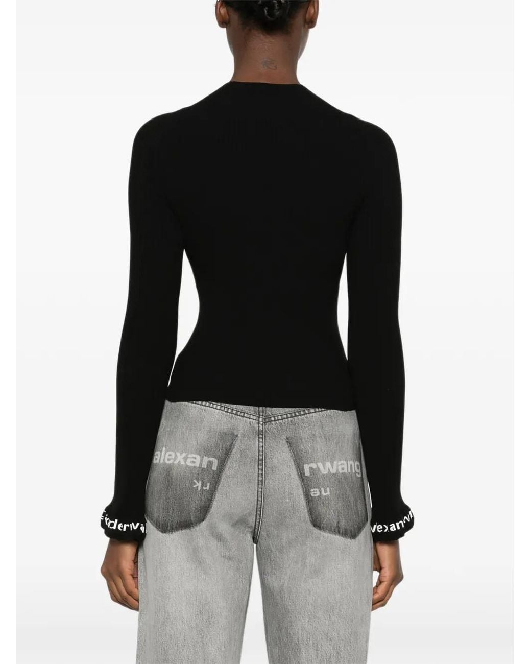 Alexander Wang Black Knitted Sweater With Logo Detail