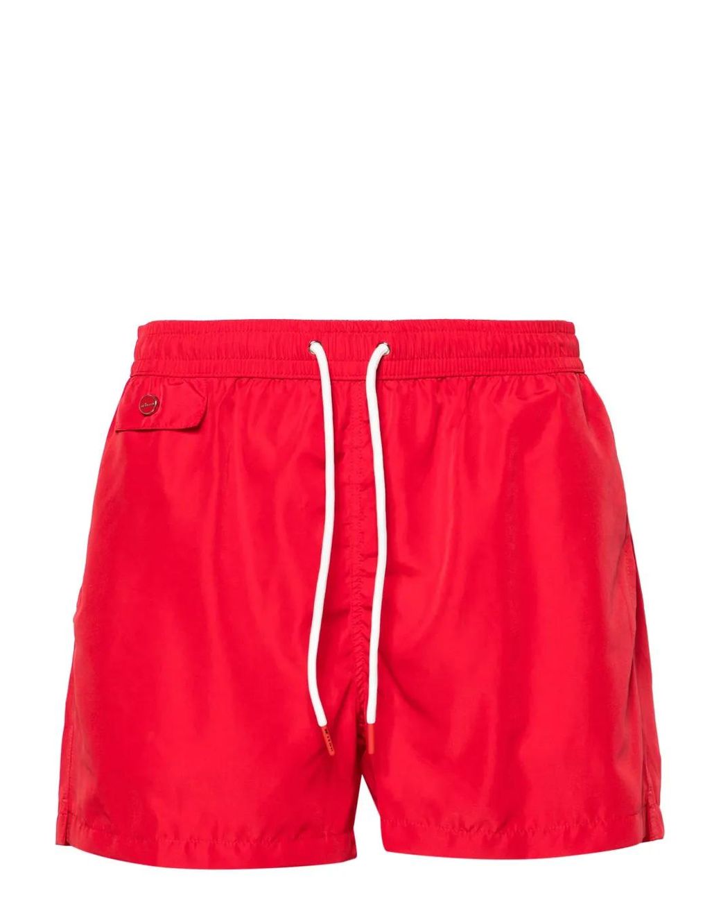 Kiton Red Printed Swim Shorts for men