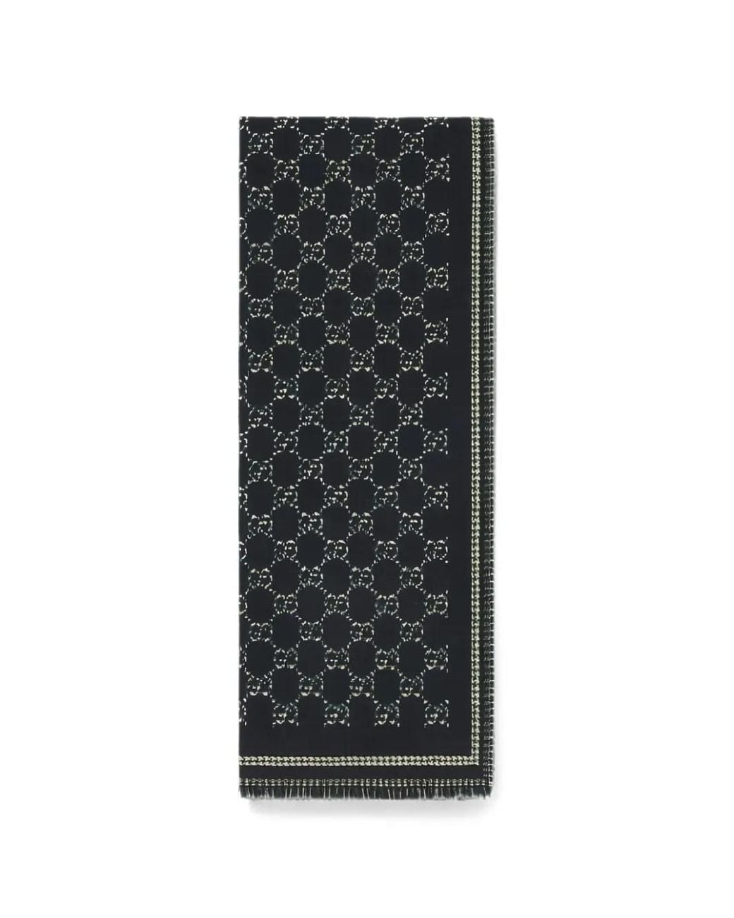 Gucci Black Gg Wool Jacquard Scarf for men