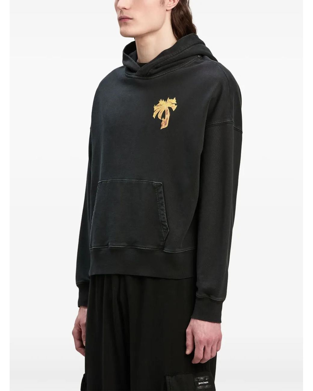 Palm Angels Black Burning Palm Hoody for men