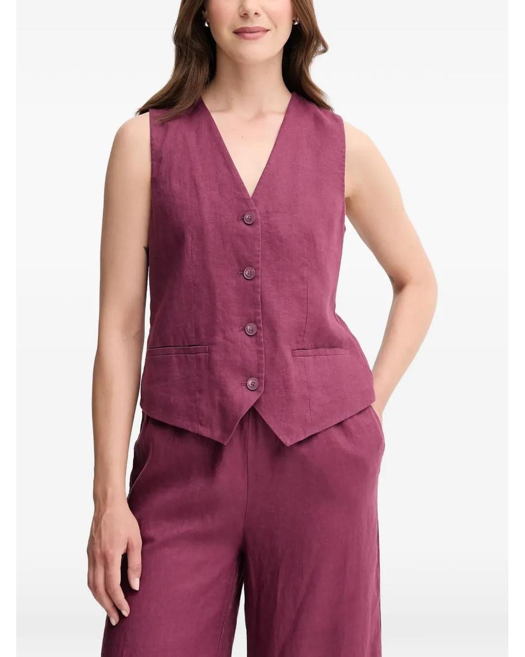 Benetton Purple V-Neck Buttoned Waistcoat