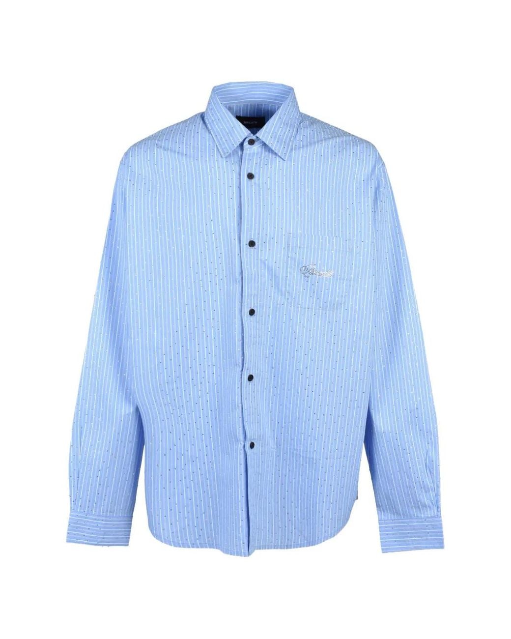 BREATH Blue Rhinestone-Embellished Striped Shirt for men