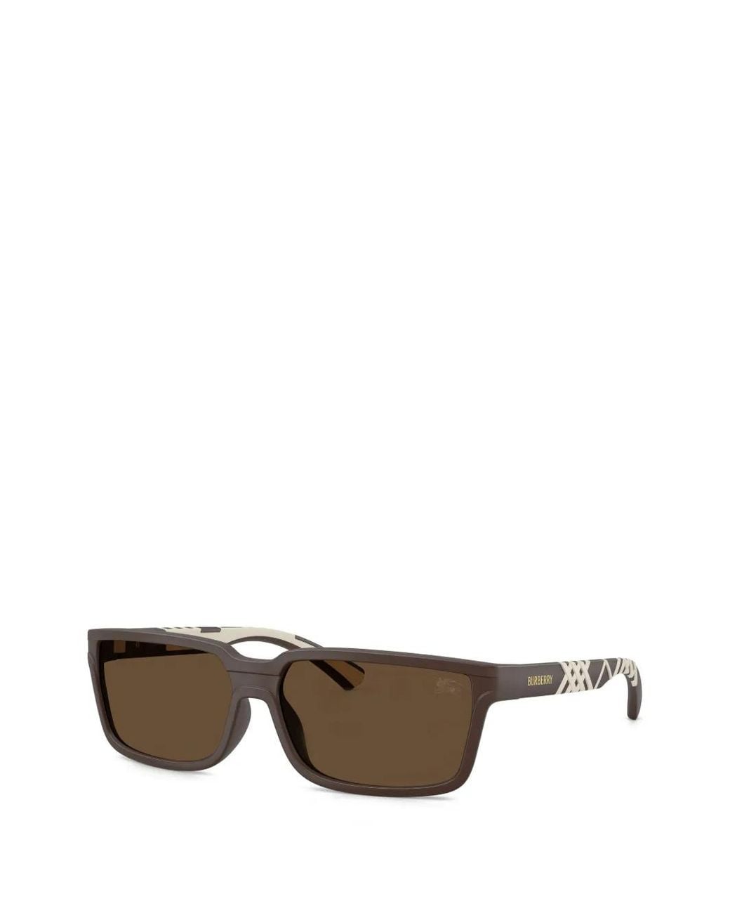 Burberry Gray Check Rectangle-Frame Sunglasses