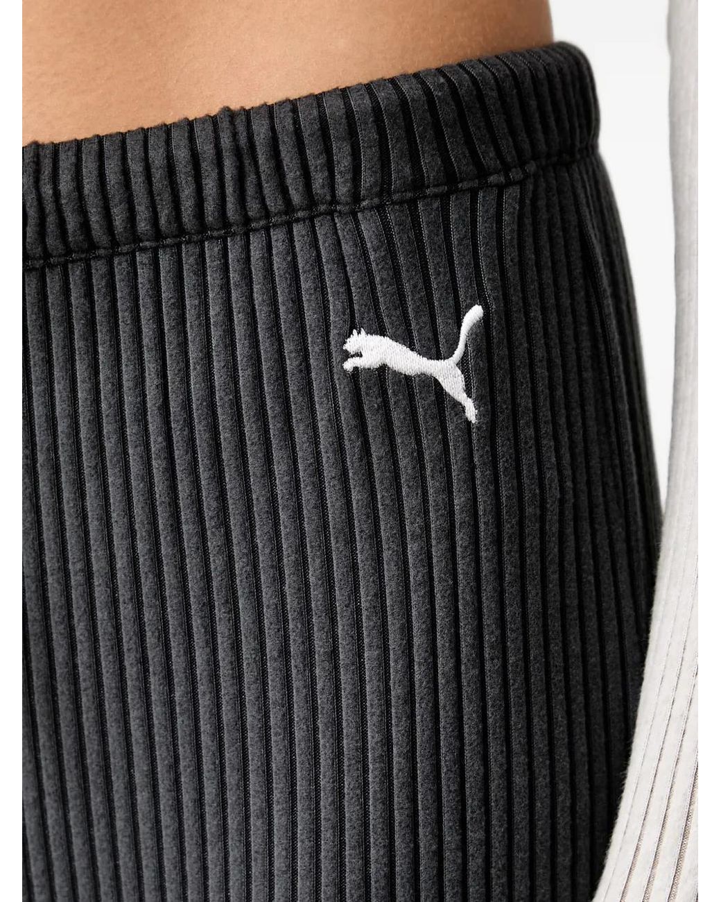 PUMA Black Essentials Ribbed-Knit Track Pants