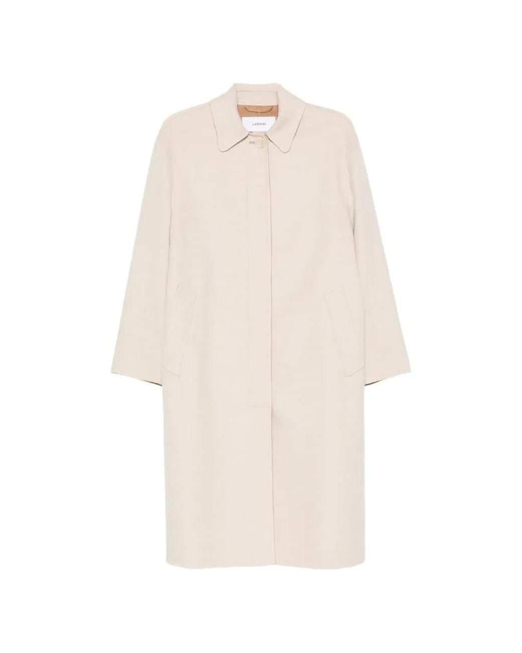 Lardini White Pierre Concealed-Front Coat