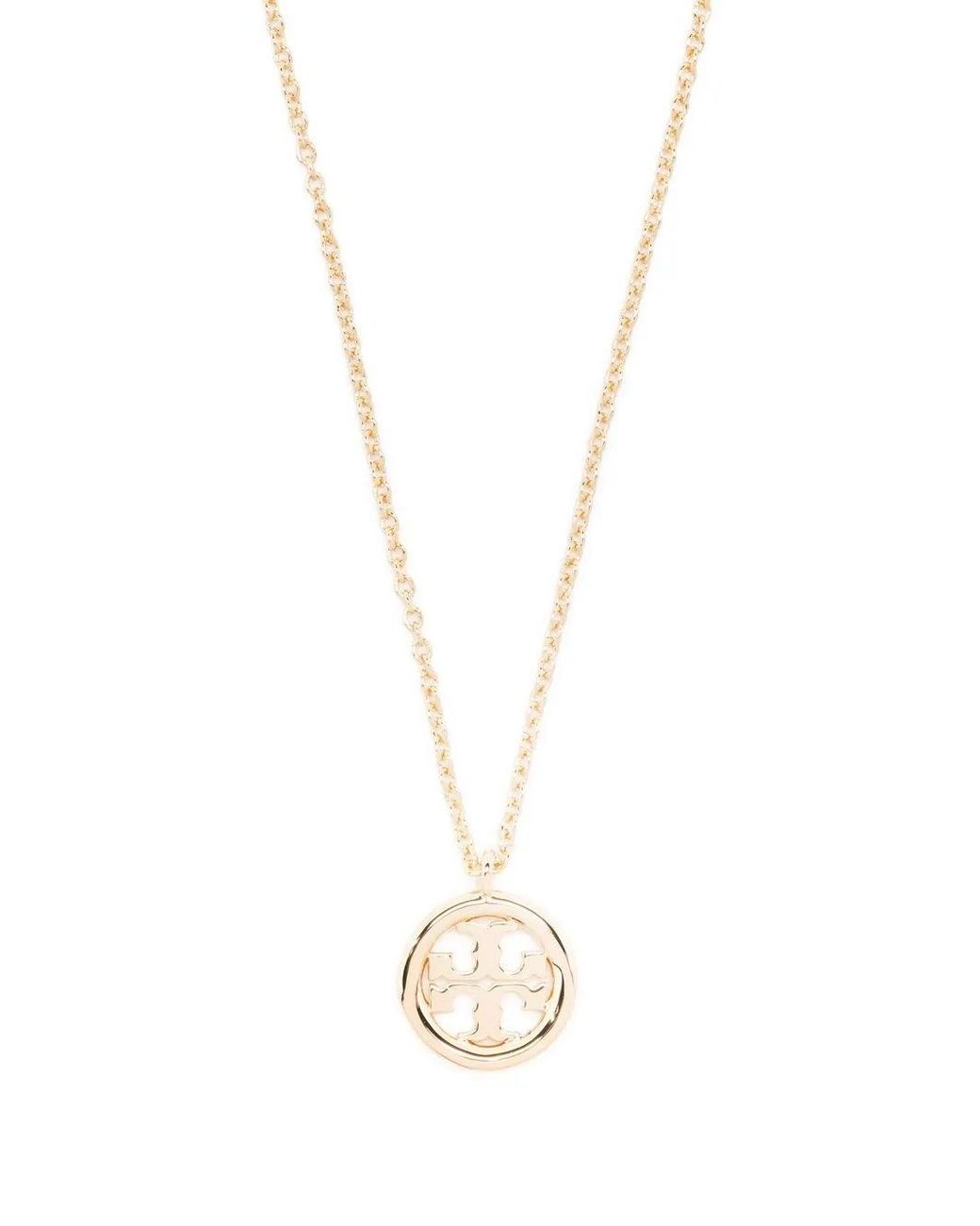 Tory Burch Metallic Miller Logo-Pendant Necklace
