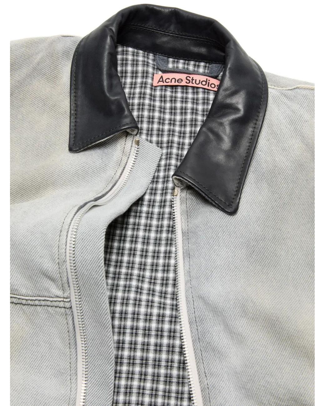 Acne Gray Faded Denim Bomber Jacket for men