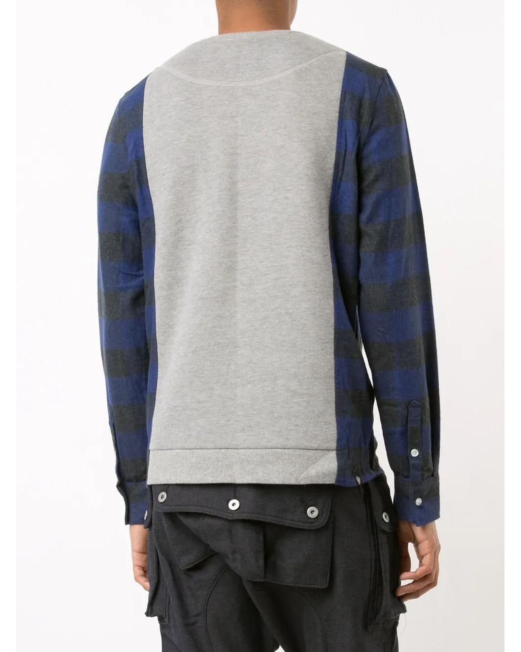 Mostly Heard Rarely Seen Blue Plaid Sleeves Sweatshirt for men