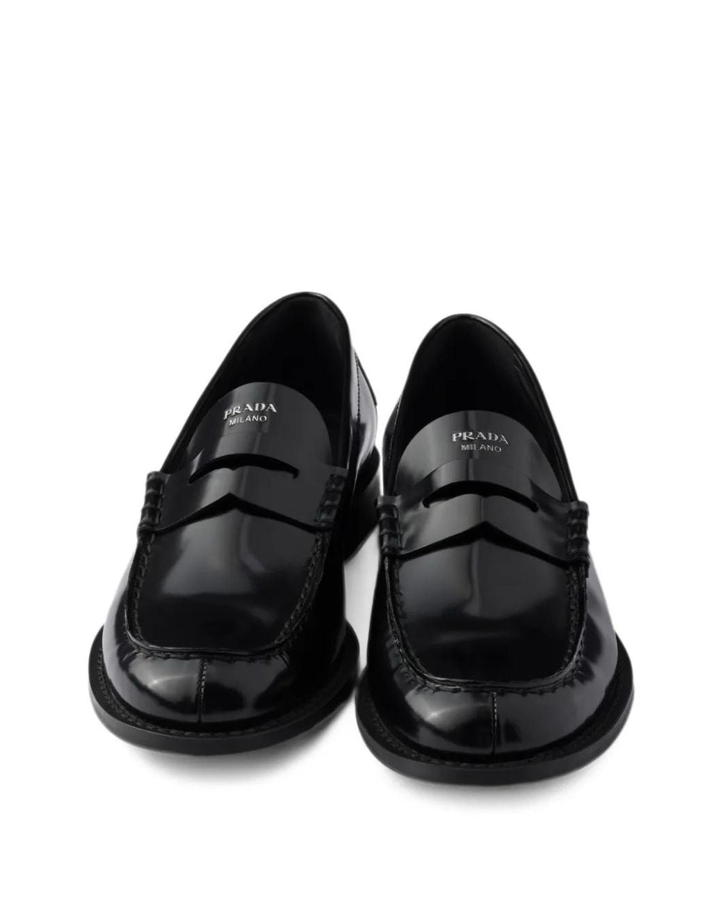 Prada Black Brushed Leather Loafers