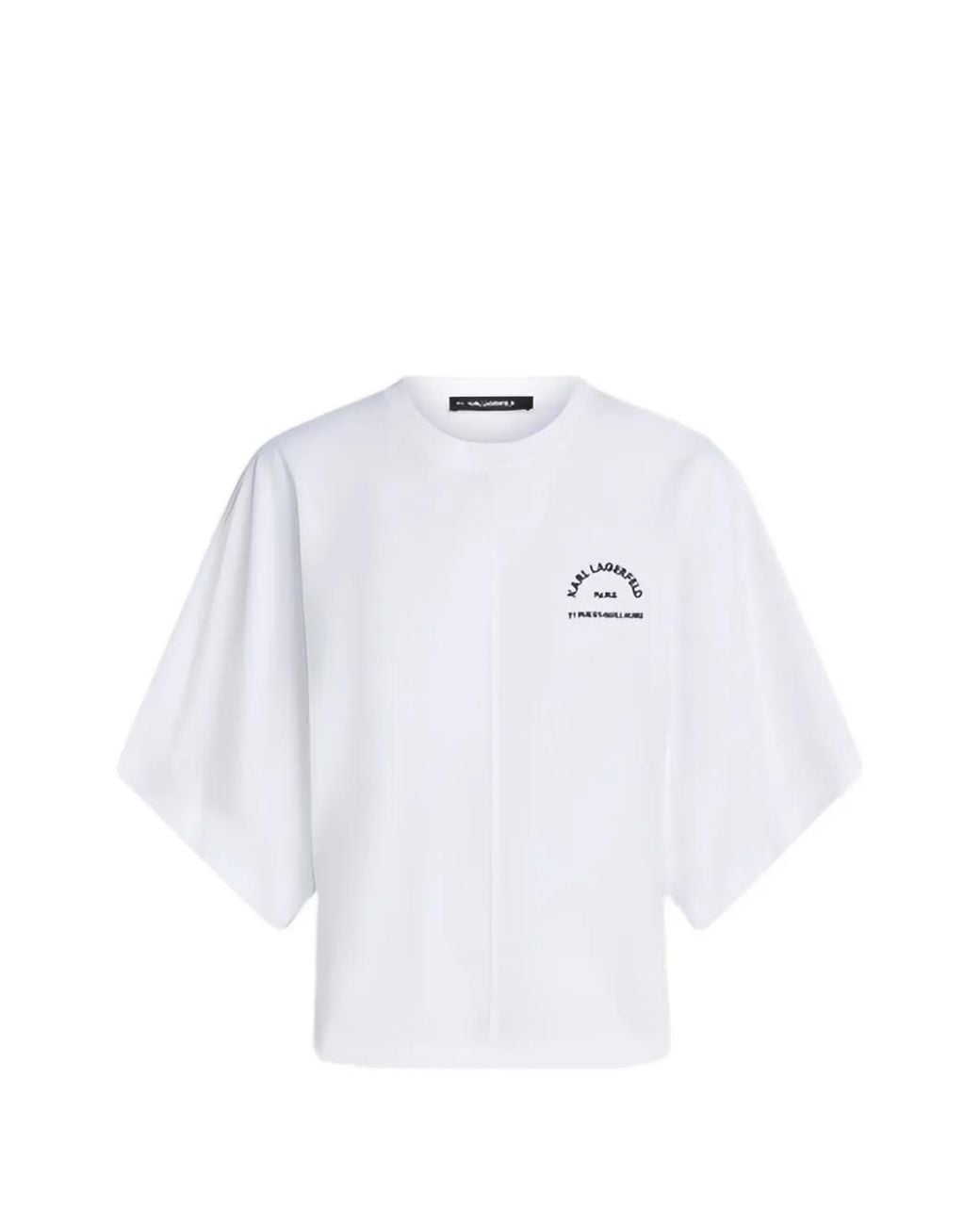 Karl Lagerfeld White Wide-Sleeve T-Shirt