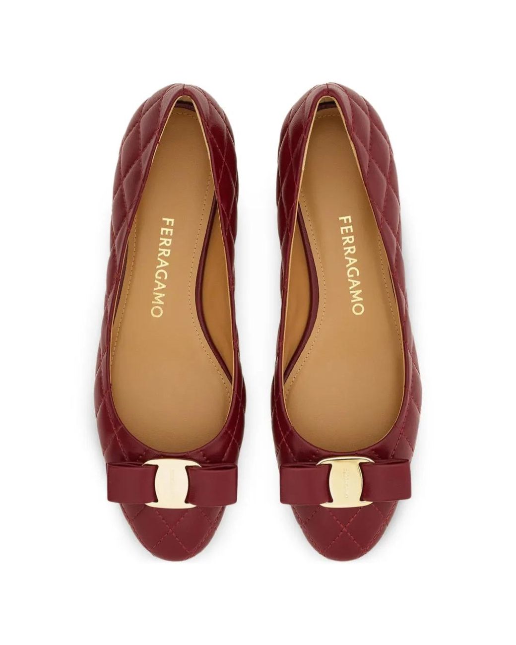 Ferragamo Red Quilted Varina Ballet Flat