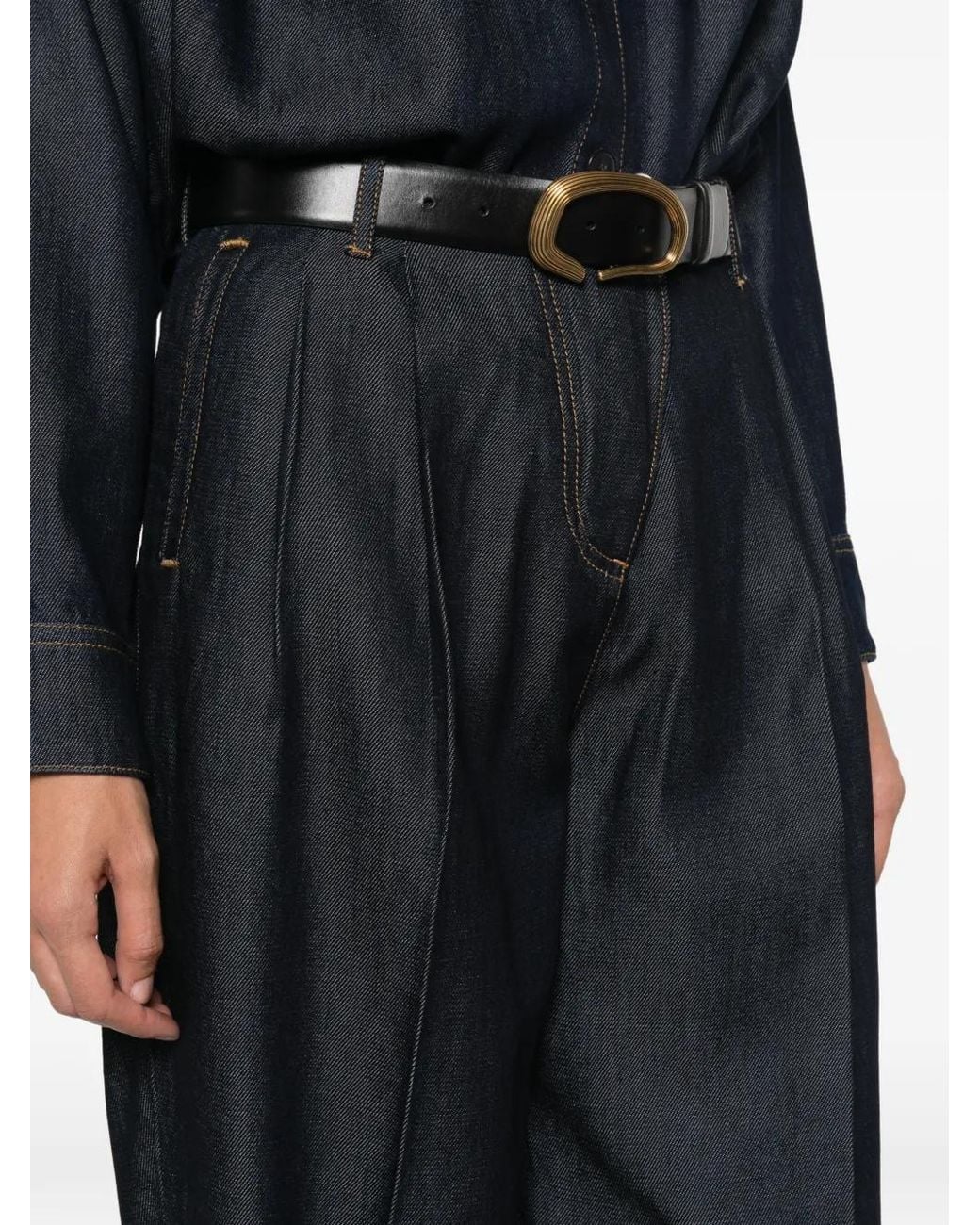IRO Gray Pleated Wide-Leg Jeans