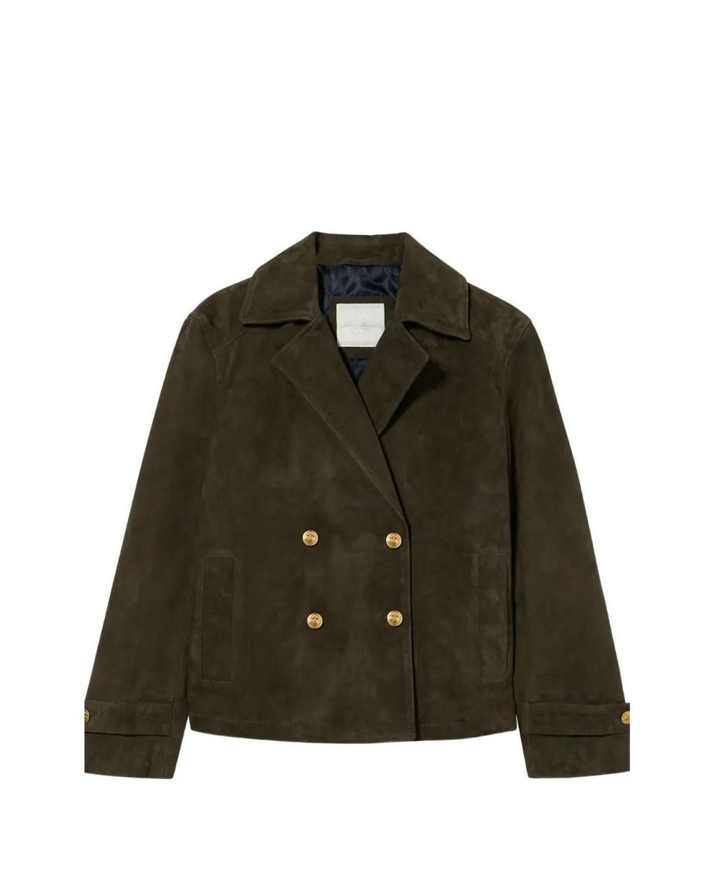Brooks Brothers Green Double-Breasted Suede Jacket