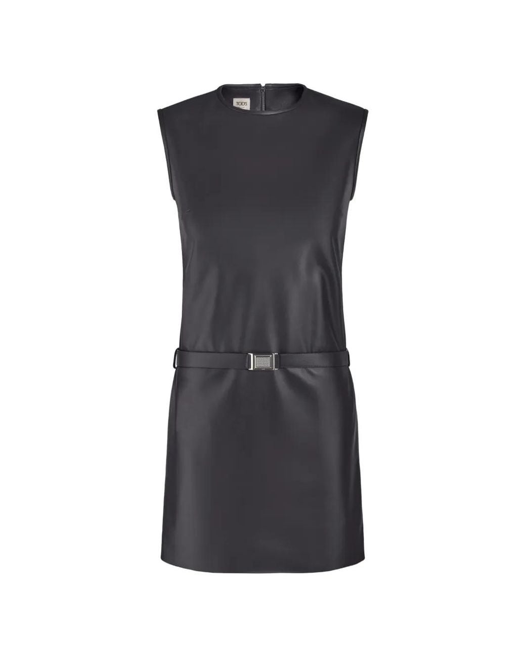 Tod's Black Belted Leather Mini Dress