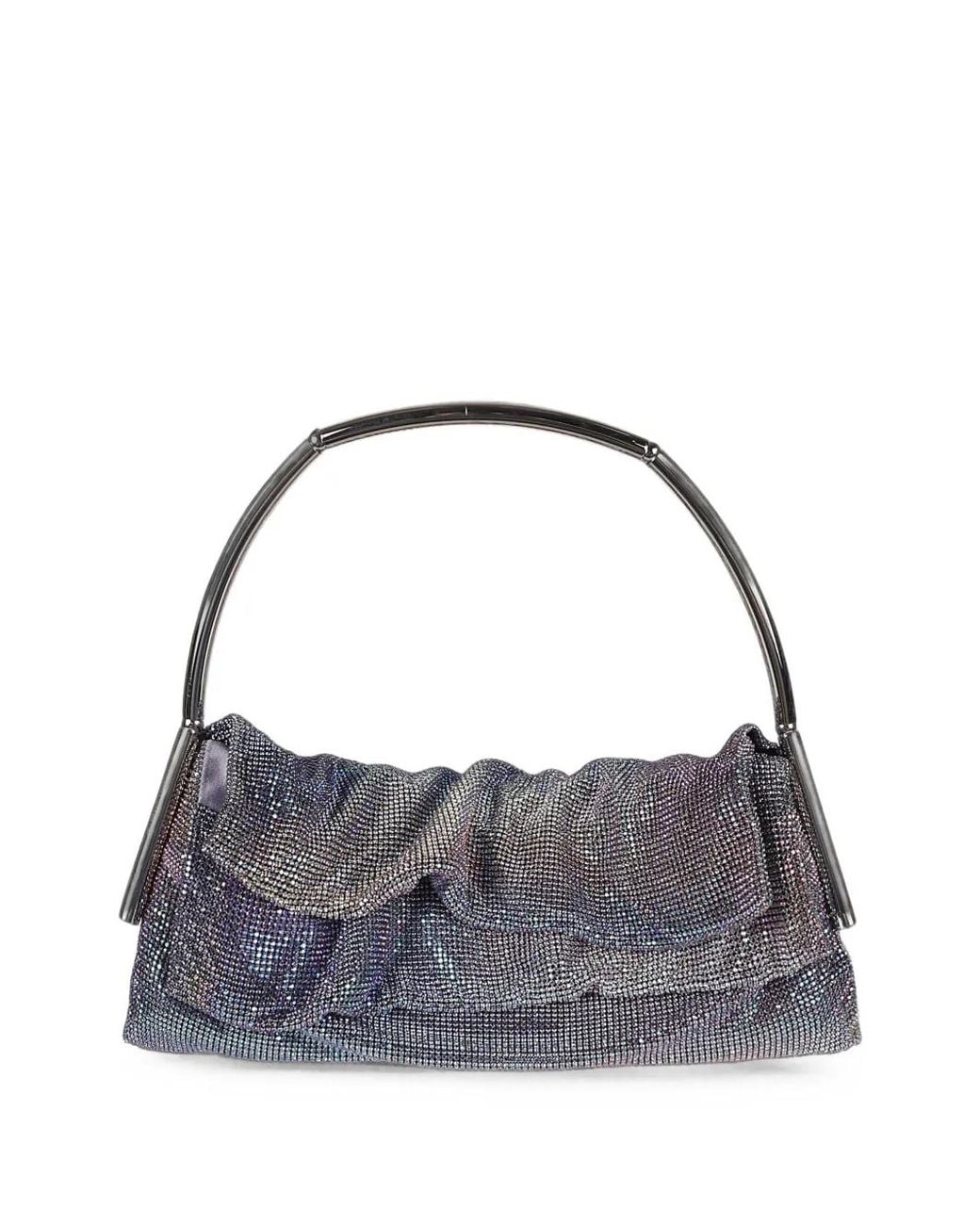 Benedetta Bruzziches Blue Crystal-Embellished Gathered Tote Bag