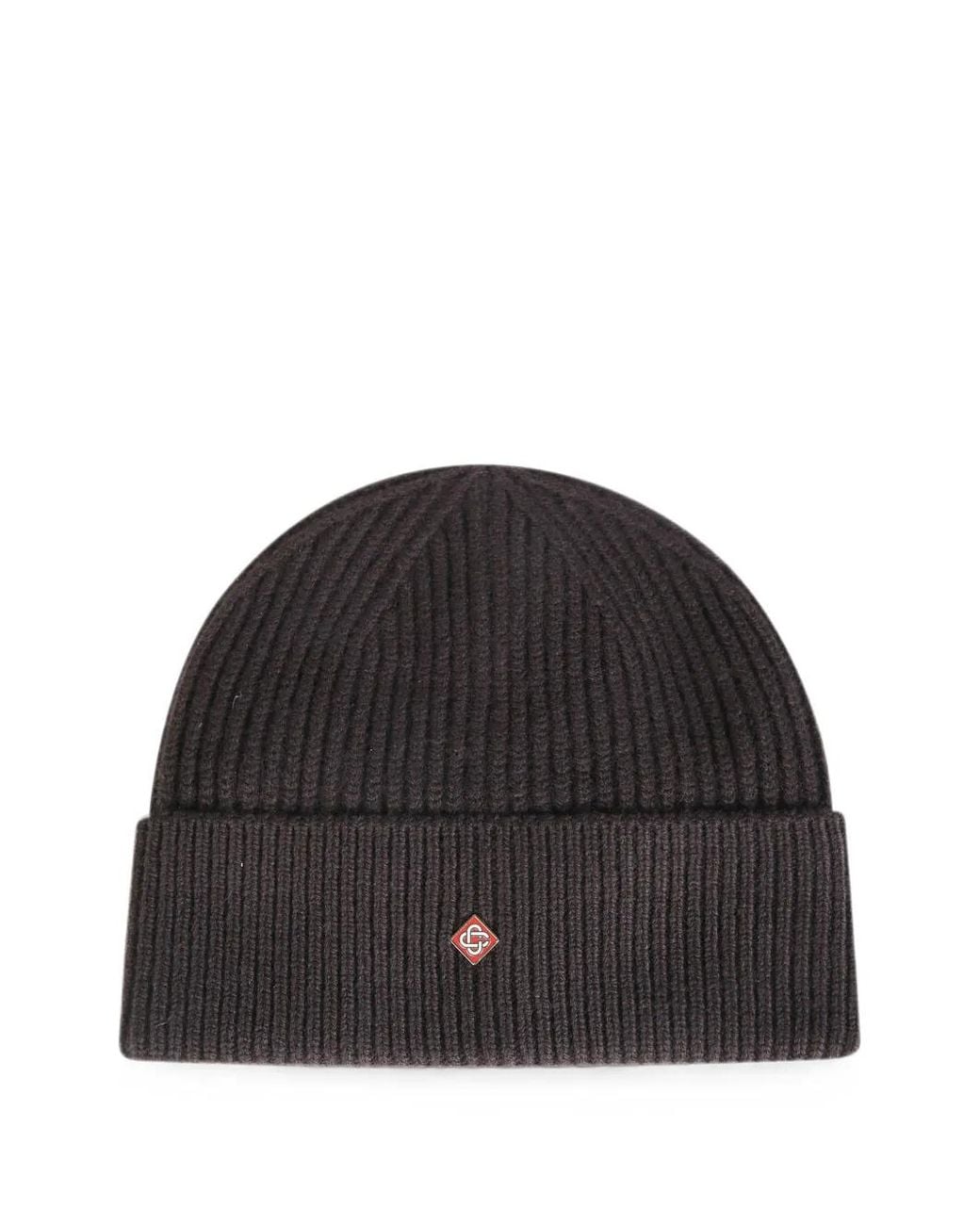 Casablanca Black Classic Ribbed-Knit Beanie for men