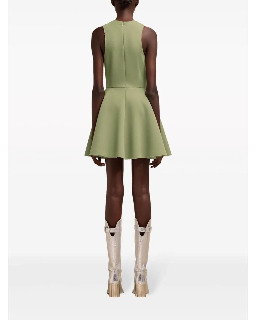 AMI Green Virgin-Wool Skater Minidress