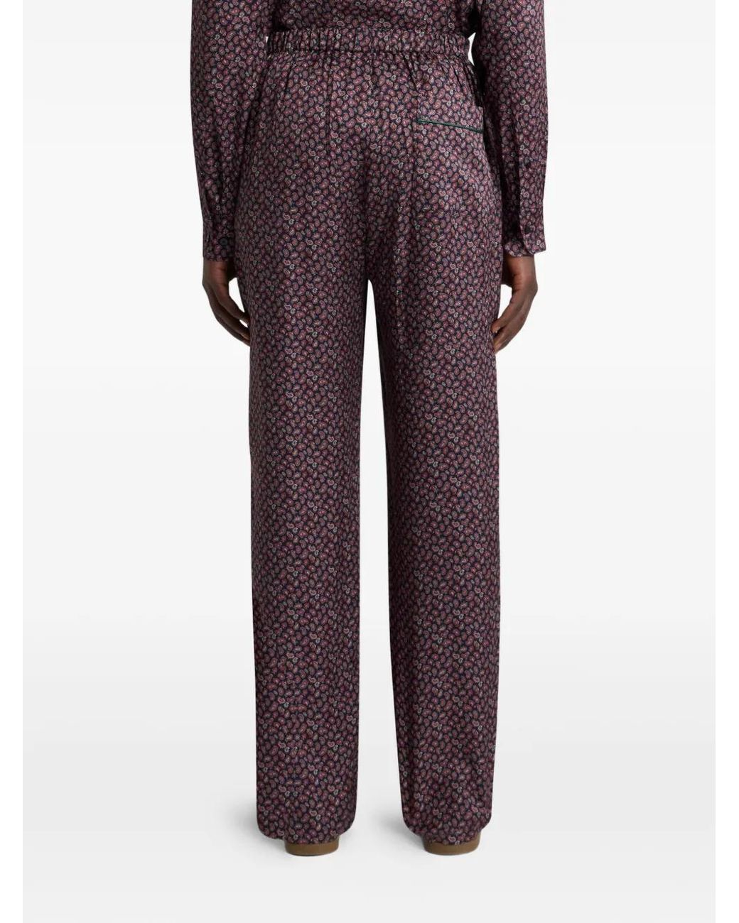 Etro Blue Trousers With Micro Paisley Motif for men