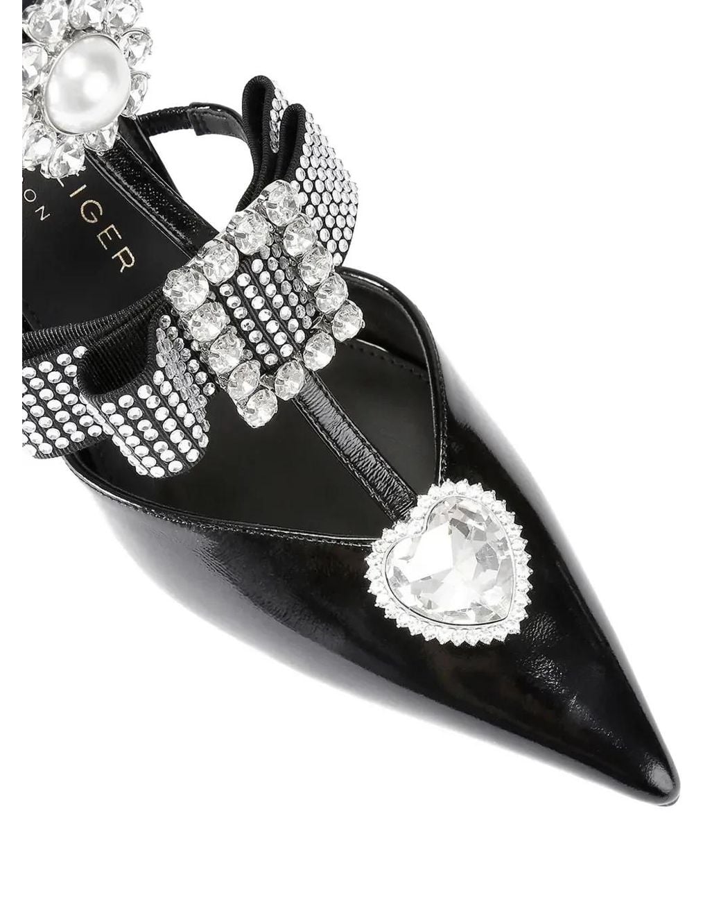 Kurt Geiger Black Bow Point Gladiator Embellished Pumps