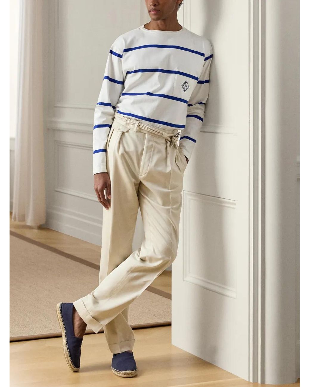 Ralph Lauren White Striped Long-Sleeve T-Shirt for men
