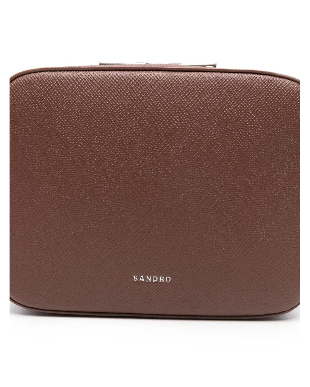 Sandro Brown Small Reconstituted Leather Bag for men