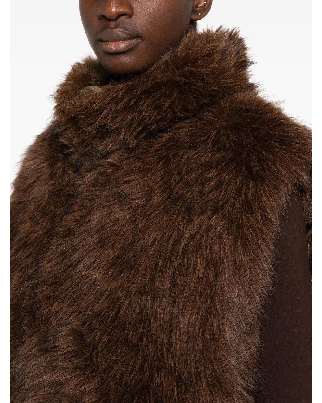 ELEH Brown Veste En Fourrure Artificielle À Design Réversible