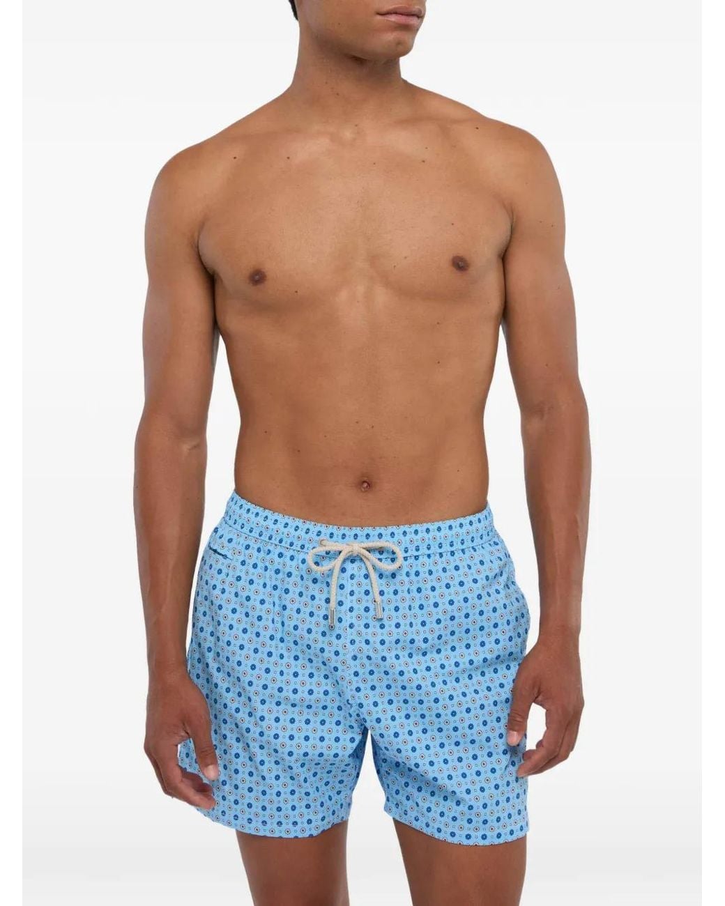 Mc2 Saint Barth Blue Light Lighting Micro Swim Shorts With All-Over Geometric Print for men