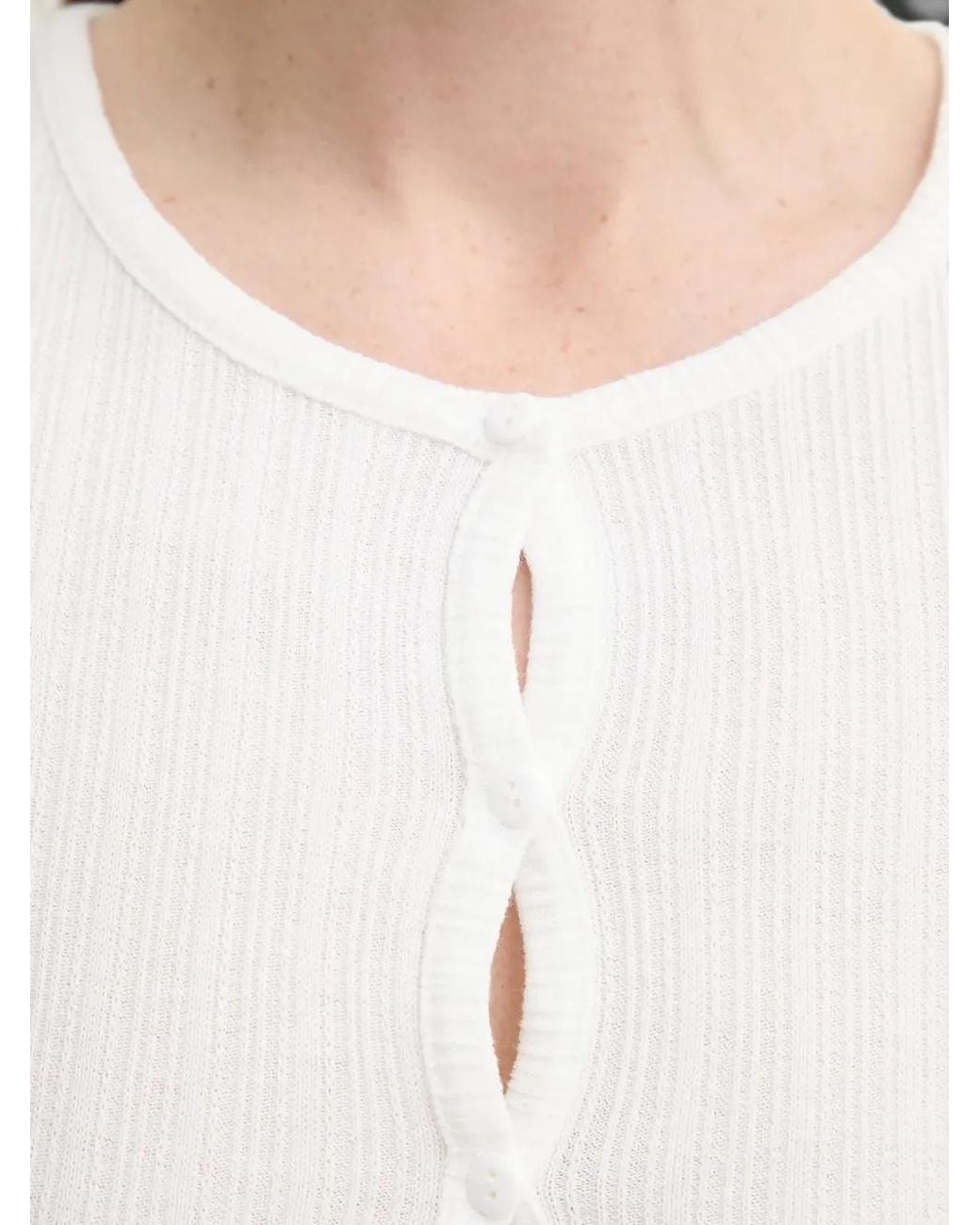 Samsøe & Samsøe White Sajuni Button-Detail Short-Sleeve Cardigan