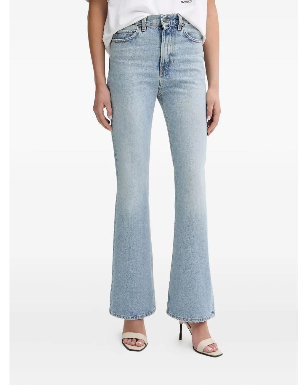 Fiorucci Blue Heart-Detail Flared Jeans