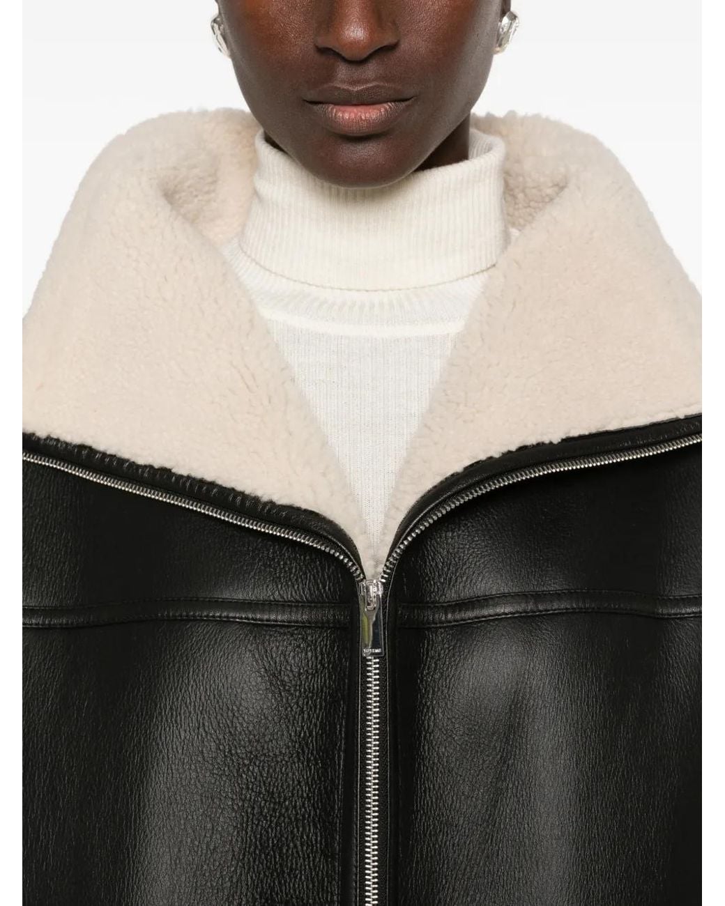 Totême  Black Shearling-Trim Oversized Jacket
