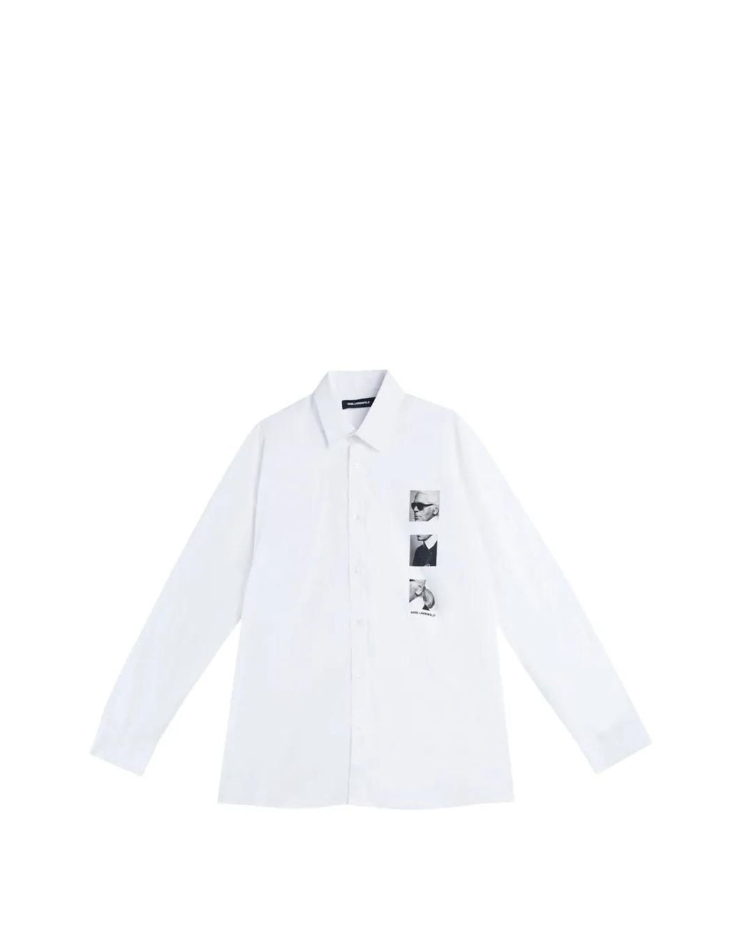Karl Lagerfeld White Graphic-Print Button-Up Shirt for men