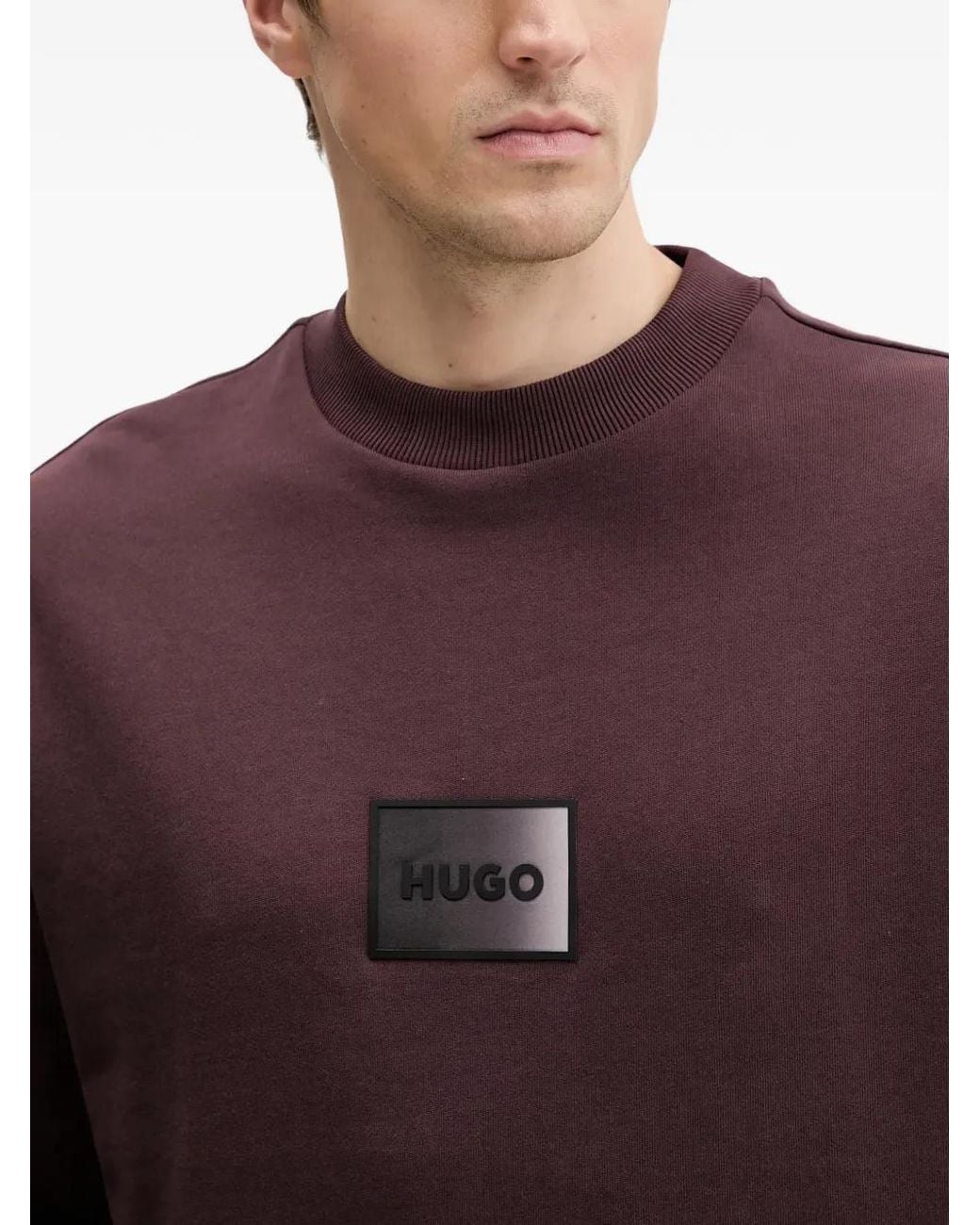 HUGO Purple Sweat-Shirt À Col Rond Avec Logo Patché for men