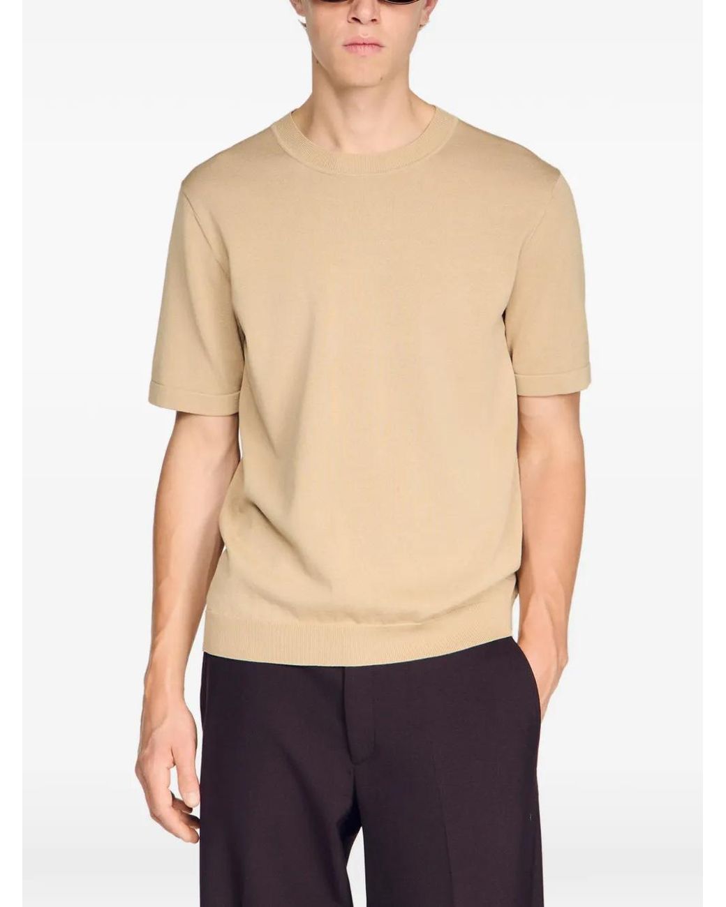 Sandro Natural Knitted T-Shirt for men