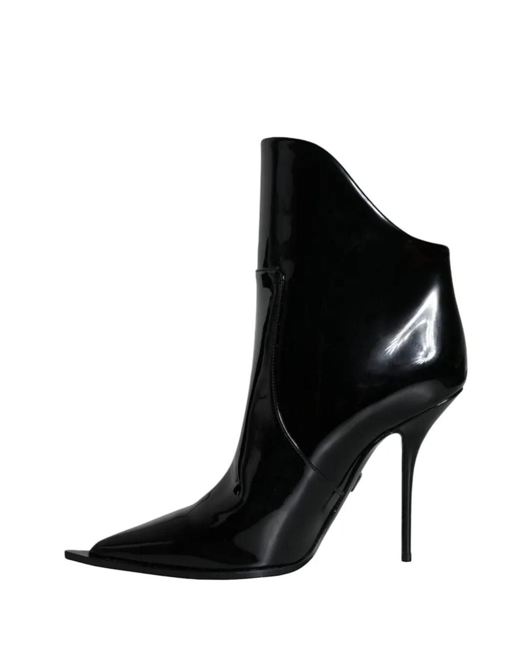 Dolce & Gabbana Black Cardinale Patent Leather Pointed-Toe Ankle Boots