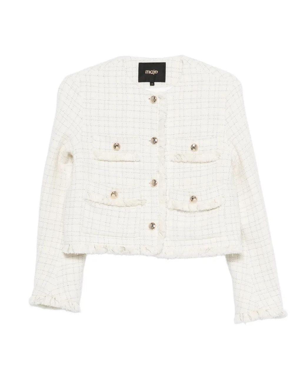 Maje White Cropped Tweed Jacket