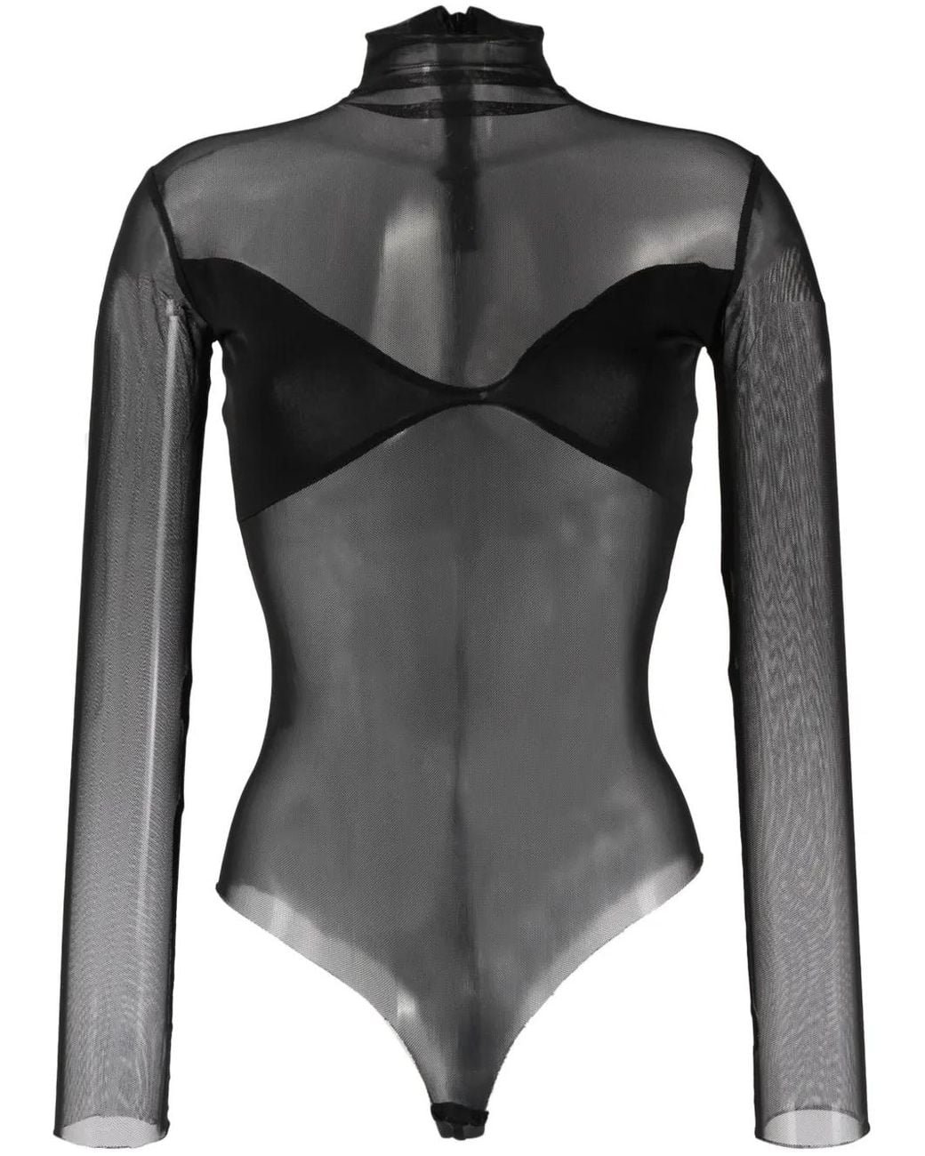 Atu Body Couture Black Panelled Mesh Bodysuit