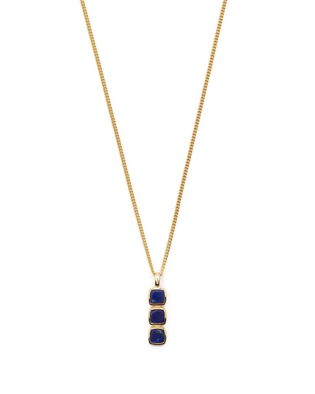 Tom Wood Metallic Mini Cushion Lapis Lazuli Pendant Necklace