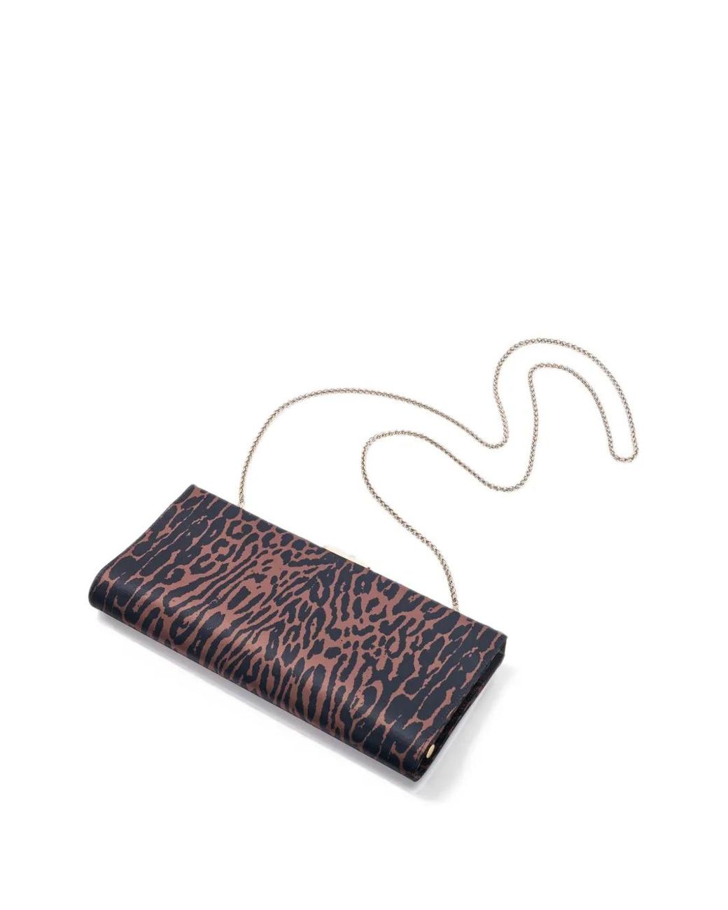 Carolina Herrera Gray Pats Leopard-Print Clutch Bag