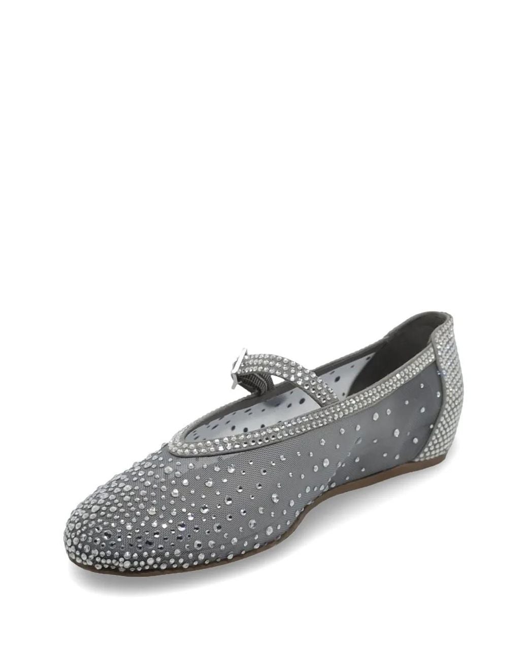 Le Silla Gray Gilda Crystal-Embellished Mesh Ballet Flats