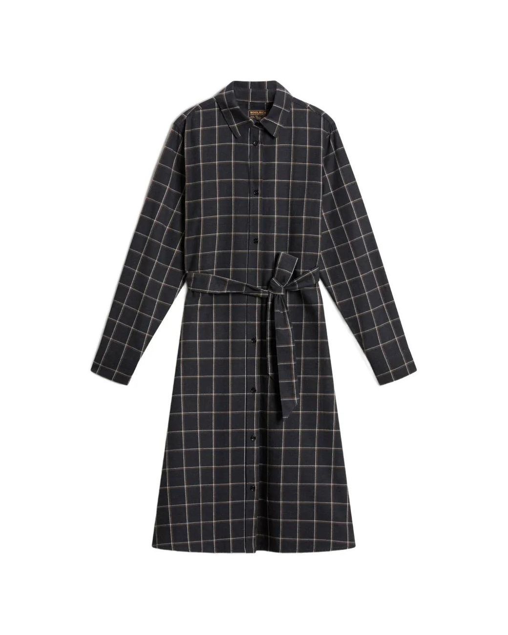 Woolrich Black Checked Flannel Midi Dress