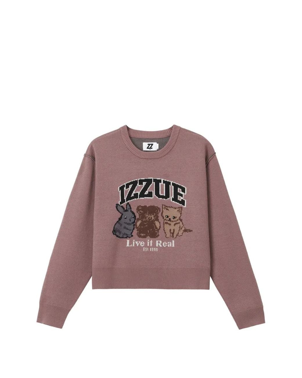 Izzue Purple Graphic-Intarsia Crew-Neck Sweater