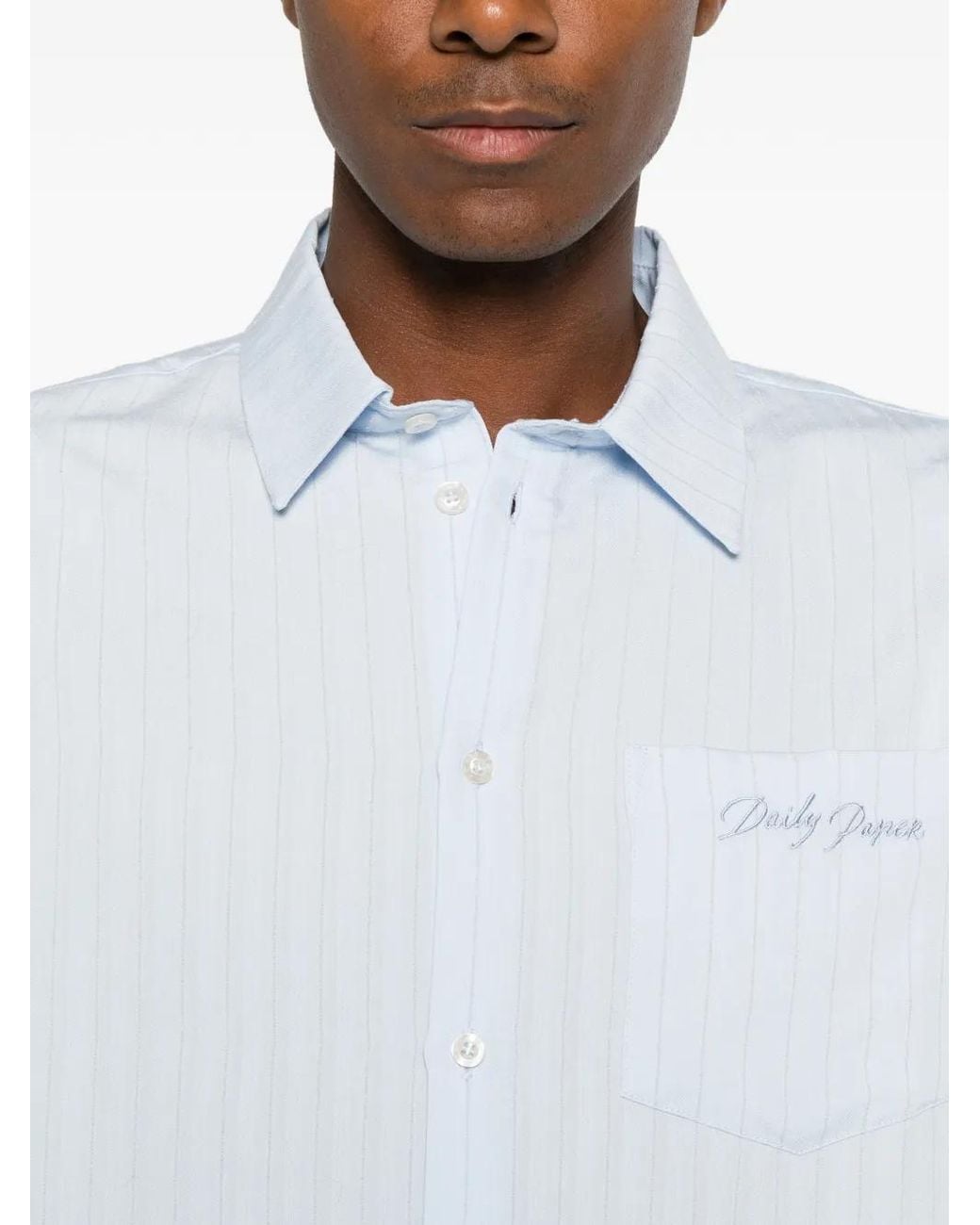 Daily Paper Blue Textured-Stripe Long-Sleeve Shirt