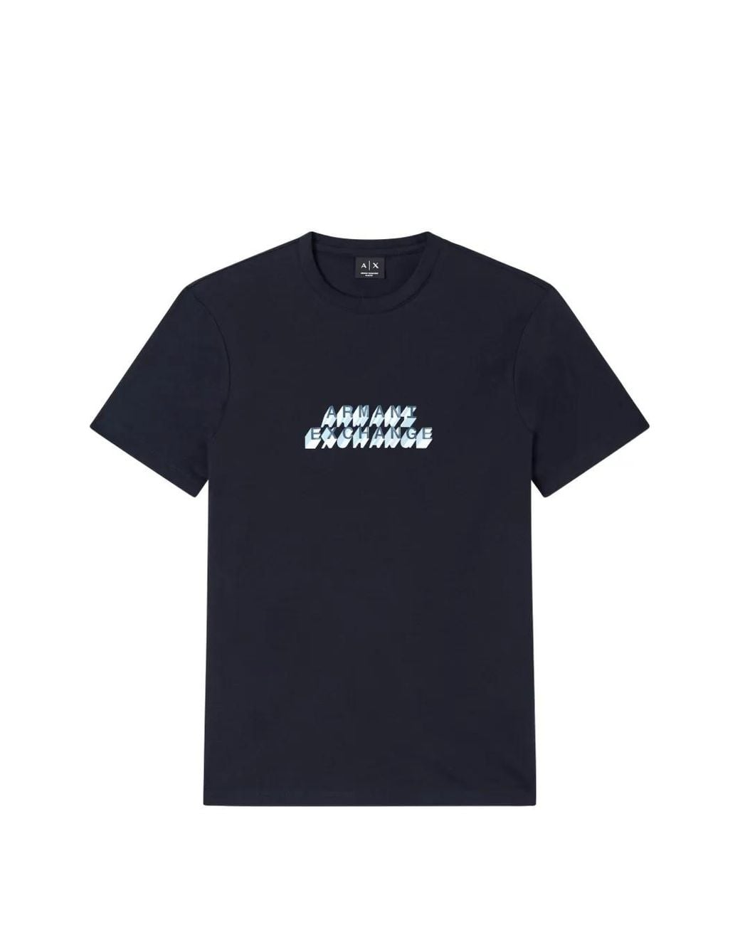 ARMANI EXCHANGE Blue Logo-Print Cotton T-Shirt for men