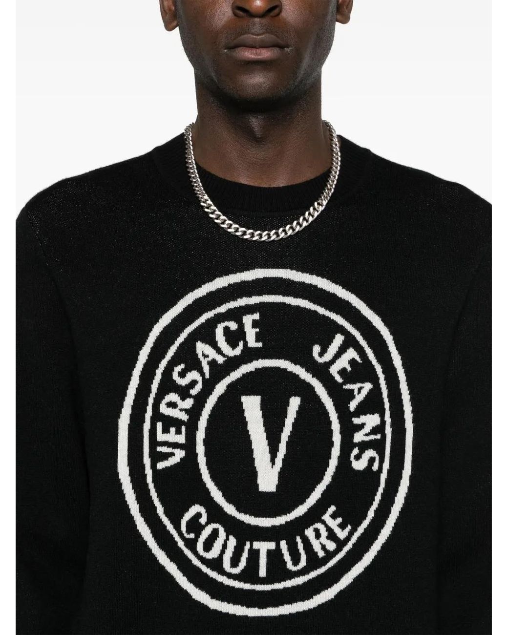 Versace Jeans Couture Pullover Mit V-Emblem in Black für Herren
