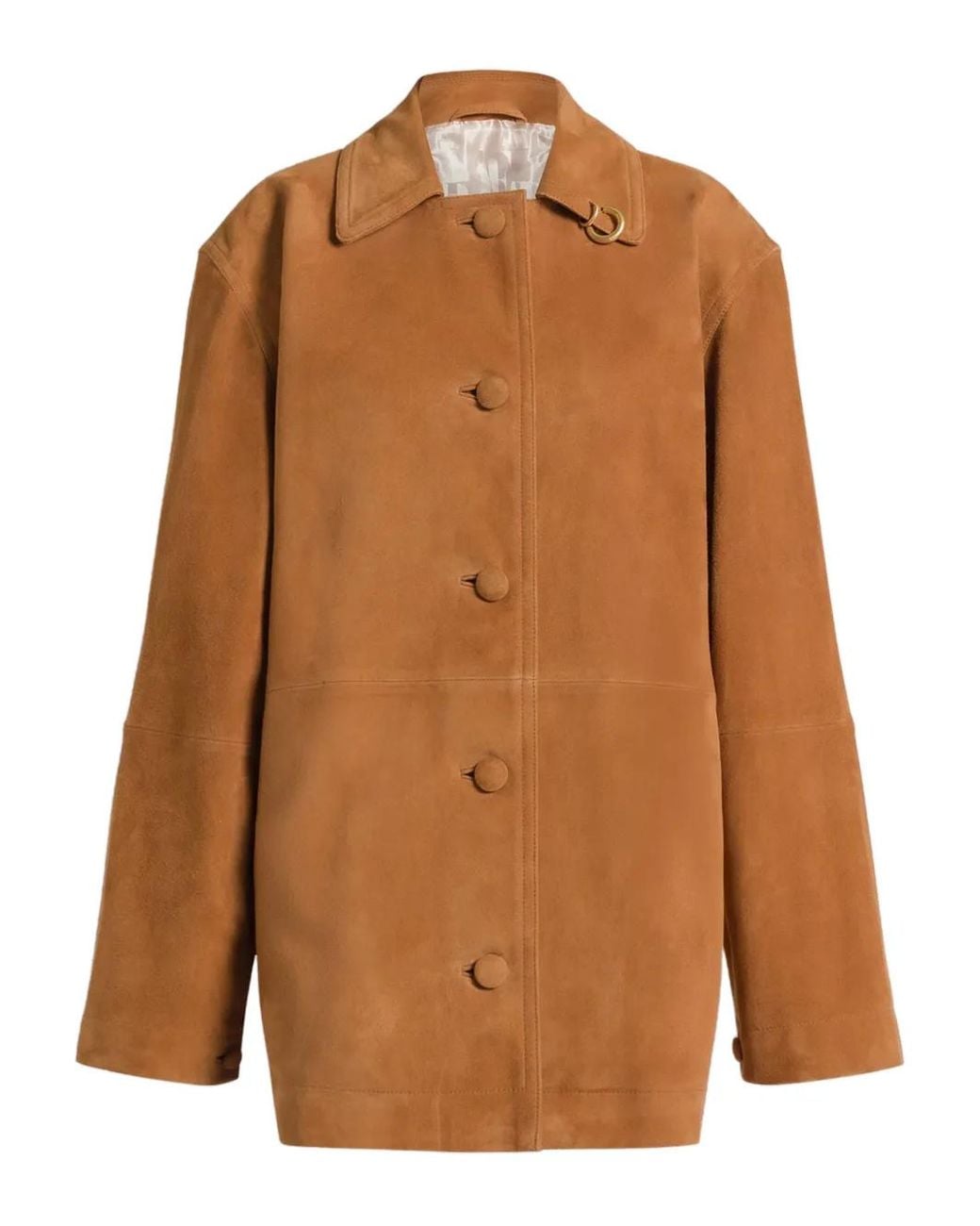 Alberta Ferretti Brown Buttoned Goat Skin Jacket