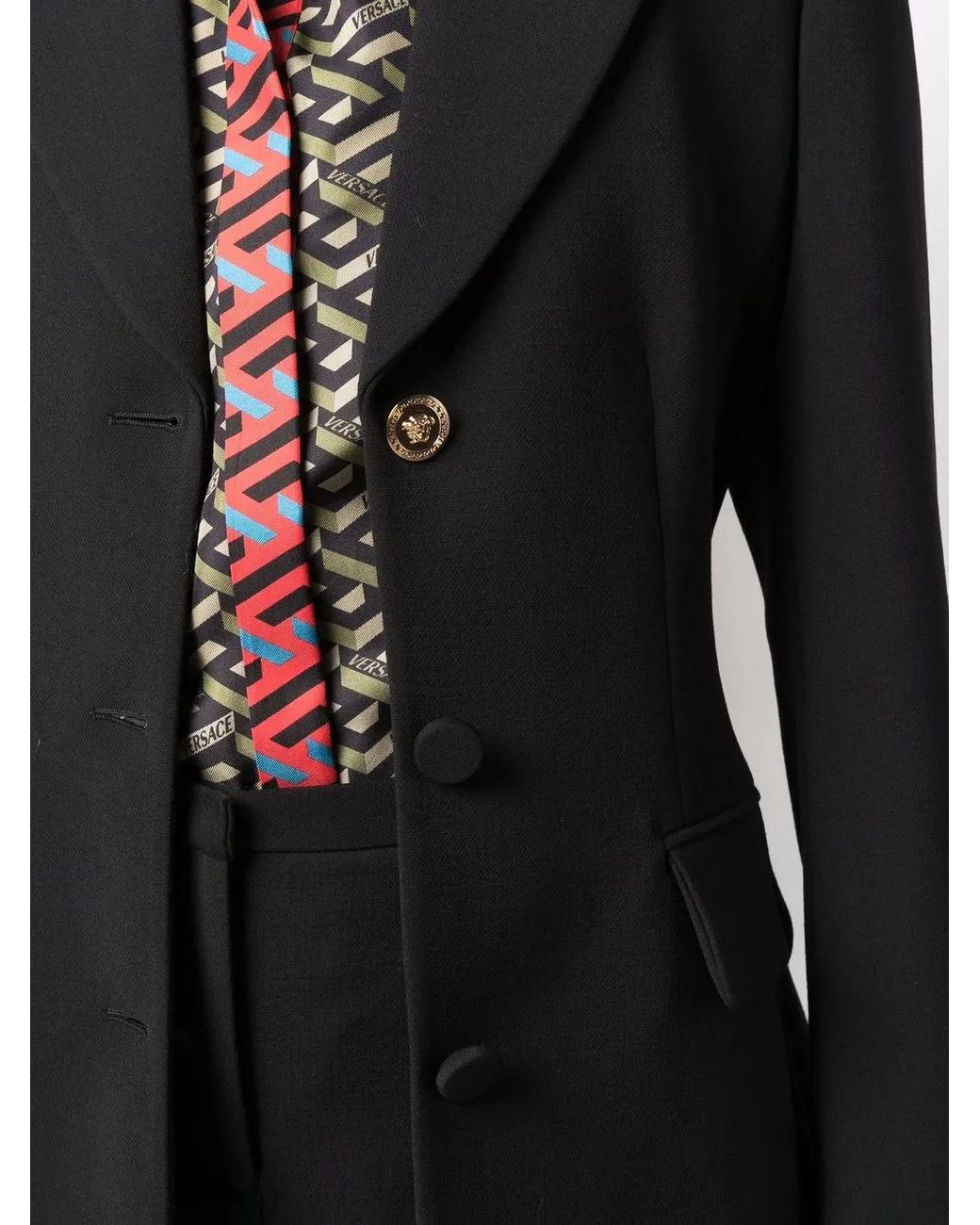 Versace Black Belted Single-Breasted Blazer