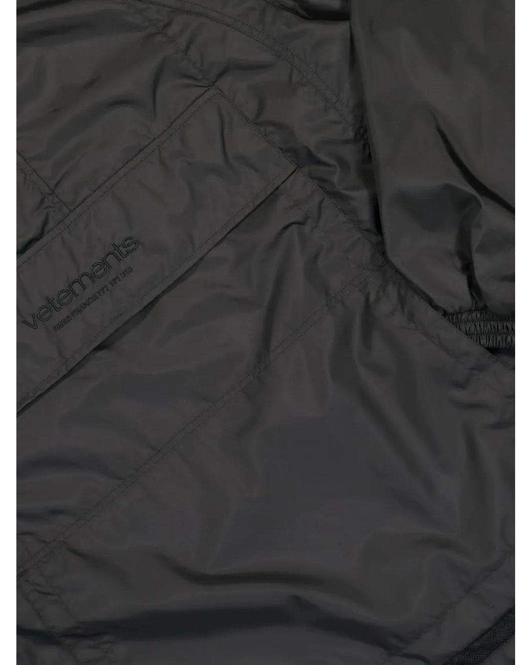 Vetements Black Logo-Embroidered Padded Hooded Jacket
